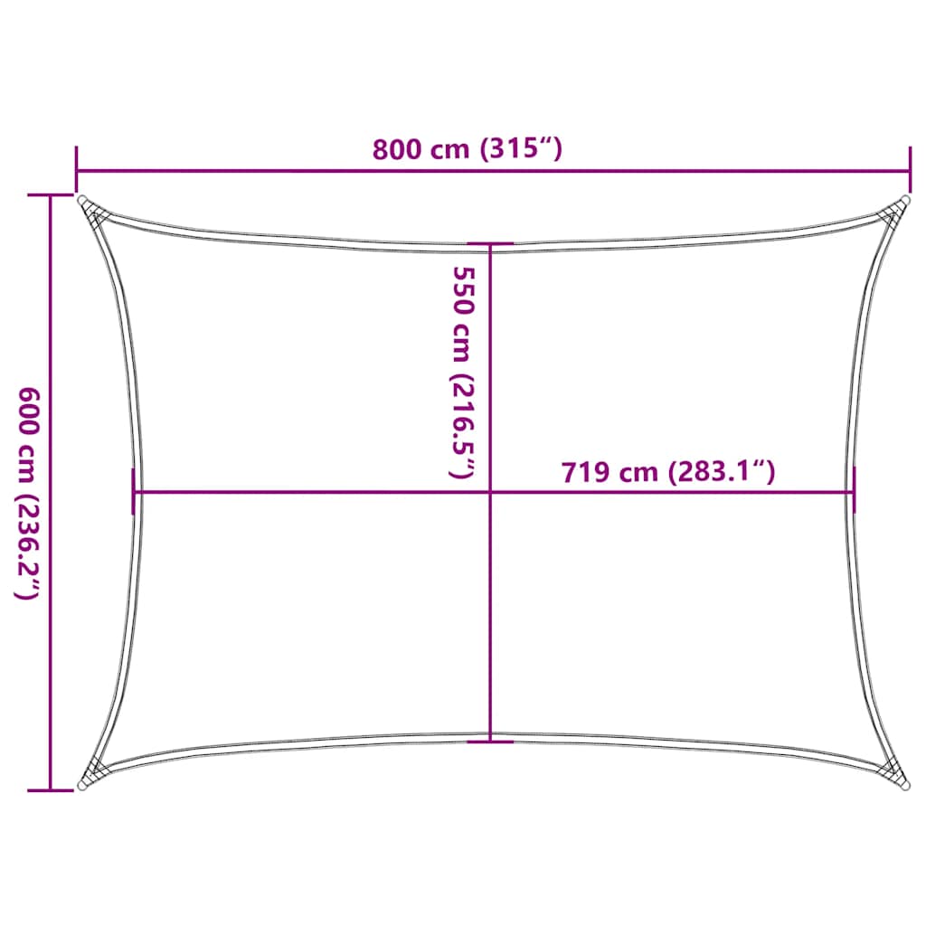 Sonnensegel 160 g/m² Rechteckig Orange 6x8 m HDPE